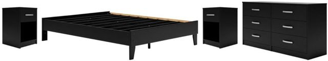 Signature Design by Ashley® Finch 4-Piece Black Queen Platform Bed Set-0