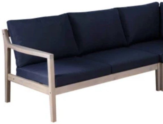 Linon Svana 3-Piece Natural/Navy Fabric/Wood L-Shape Outdoor Sectional-1