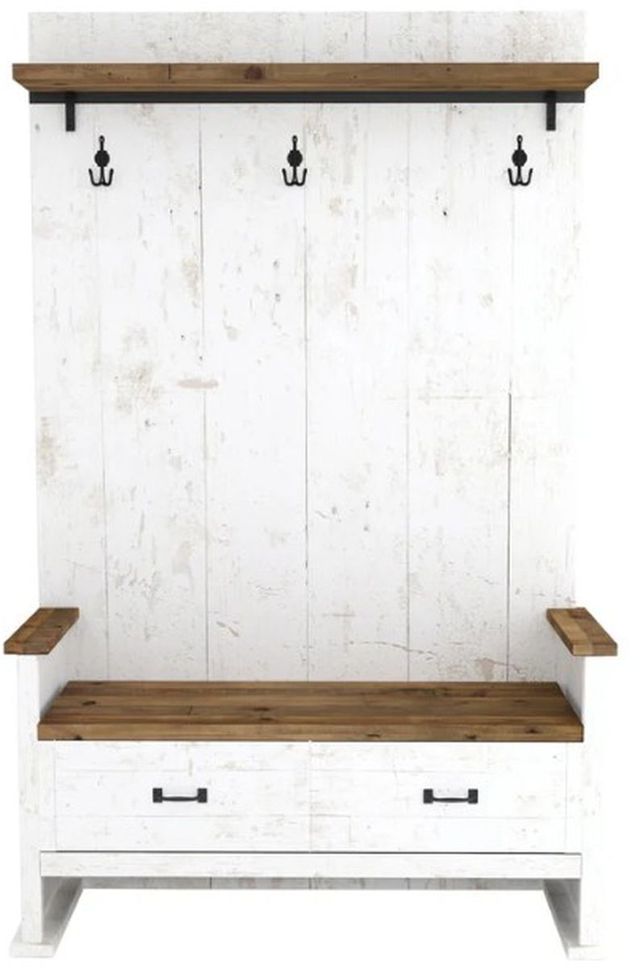 LH Home Provence Hall 2-Drawer Antique White Bench -0