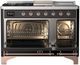 Ilve® Majestic III 48" Glossy Black Pro Style Dual Fuel Natural Gas Range with 5 Black Brass Burners and Copper Trim-1