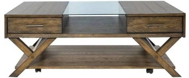 Liberty Furniture Lennox Weathered Chestnut Display Cocktail Table-2