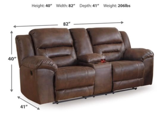 Signature Design by Ashley® Stoneland Chocolate Double Manual Reclining Loveseat with Console-2
