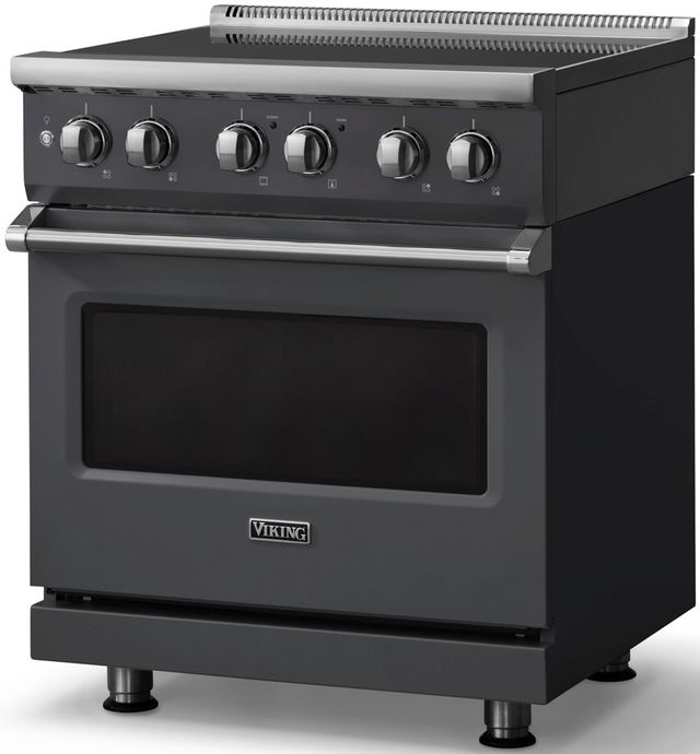 Viking® 5 Series 30" Cast Black Pro Style Induction Range with Polished Chrome Trim-3