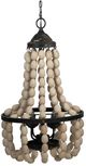 A & B Home Beige Large Beaded 4-Light Chandelier-0