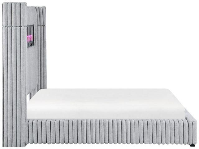 Homelegance® Fitzroy Gray Queen Upholstered Panel Bed-3