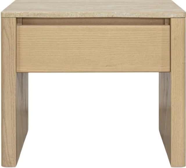 Moe's Home Collection Blake Beige Nightstand with a Travertine Top-2
