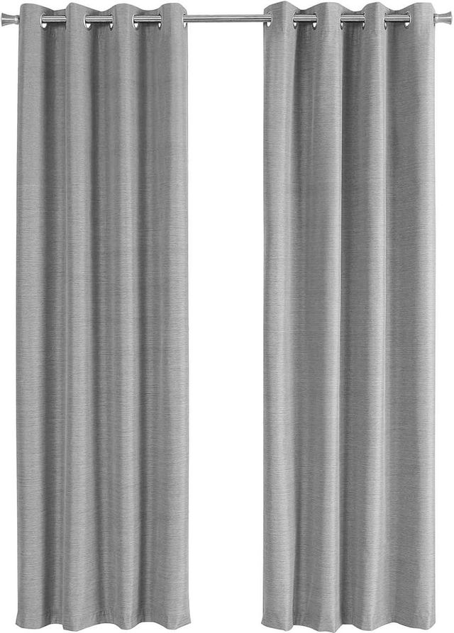 Monarch Specialties Inc. 2-Piece Grey 52" x 95" Solid Blackout Curtain Panel Set-0