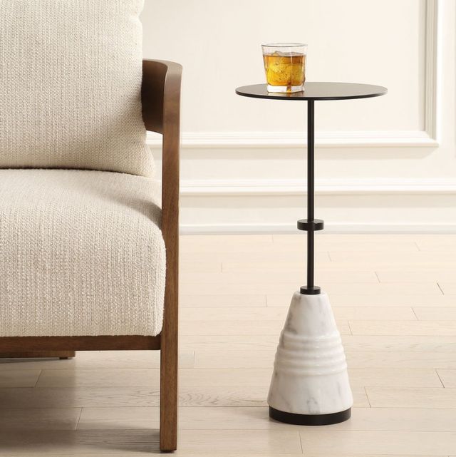 Uttermost® Kincaid Black Top Drink Table with White Base-1