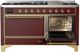 Ilve® Majestic III 60" Burgundy Pro Style Dual Fuel Natural Gas Range with Solid Door and Brass Trim-3