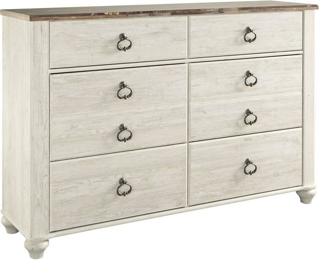 Signature Design by Ashley® Willowton 5-Piece Whitewash King or California King Panel Headboard Bedroom Set-3