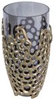 A & B Home Black/Gold Large Honeycomb Pattern Vase-2