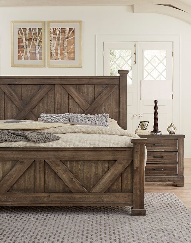 Vaughan Bassett Artisan & Post Collection Cool Rustic Mink X Queen Poster Bed-3