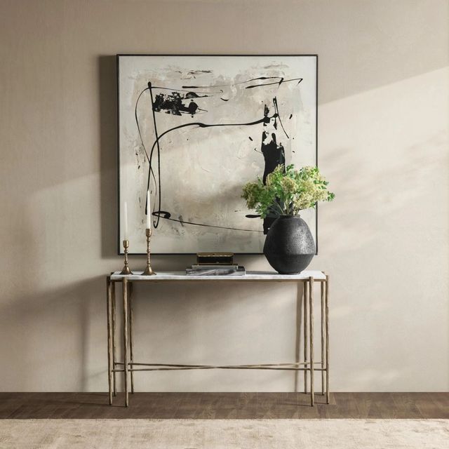 Classic Home Jasmine Moonstone White Console Table-1