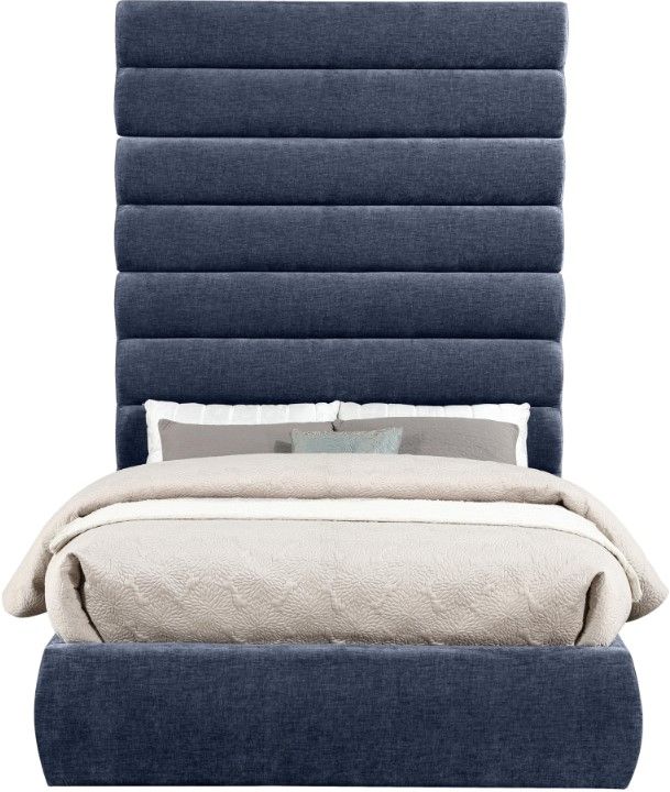 Meridian Furniture Adam Navy Full 89" Upholstered Panel Bed-1