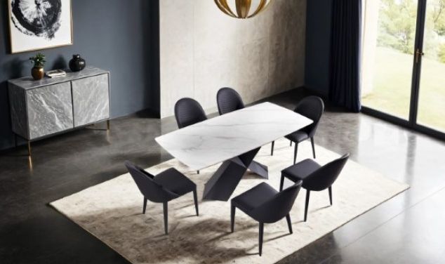 Furniture of America® Lenvik 7-Piece Black/White Dining Table Set-3
