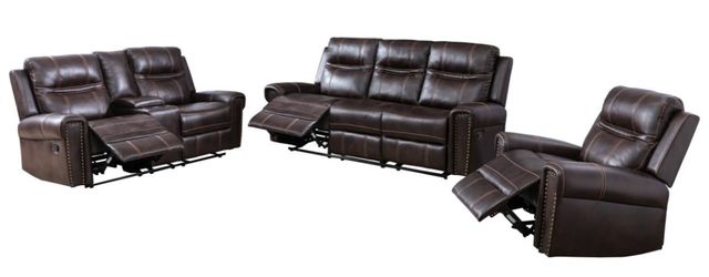 Mazin Furniture Emerson Brown Power Reclining Loveseat with Center Console-2