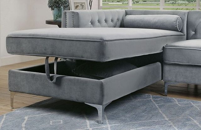 Furniture of America® Amie 2-Piece Gray Left-Arm Facing Sectional and Chaise-1