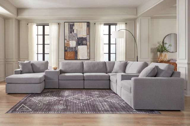 Signature Design by Ashley® Modmax 8-Piece Granite Left-Arm Facing Sectional with Chaise and Storage Console-1