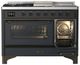 Ilve® Majestic III 48" Graphite Matte Pro Style Dual Fuel Liquid Propane Range with Triple Glass Door and Burnished Trim-4
