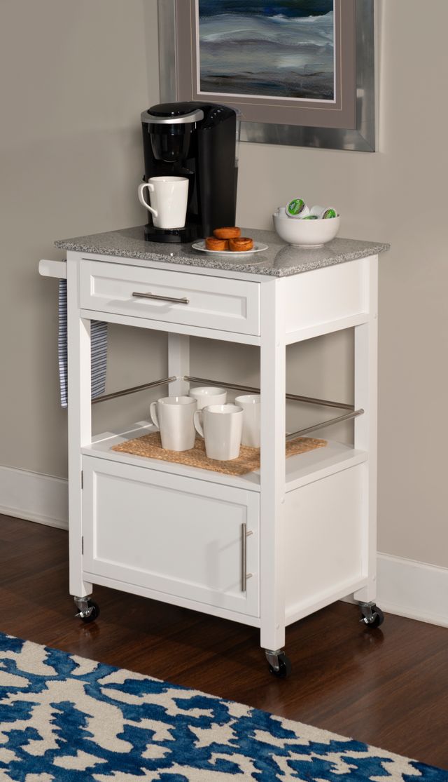 Linon Mitchell White Granite Kitchen Cart -1