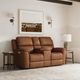 Flexsteel® Henry Caramel Power Reclining Loveseat with Console and Power Headrests-1