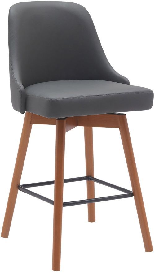 Armen Living Sicily Gray/Walnut Swivel Bar Stool-0