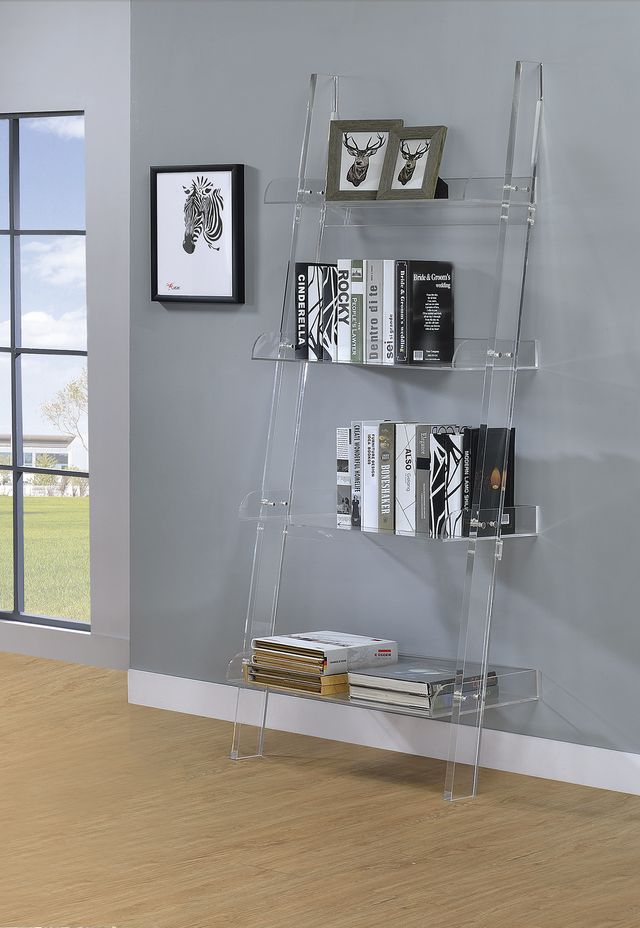 Coaster® Amaturo Clear 4-Shelf Ladder Bookcase-3
