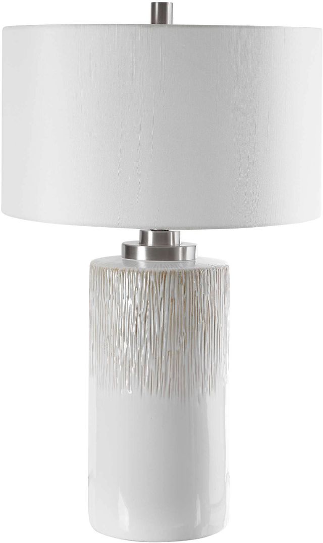 Uttermost® Georgios White Cylinder Table Lamp-0