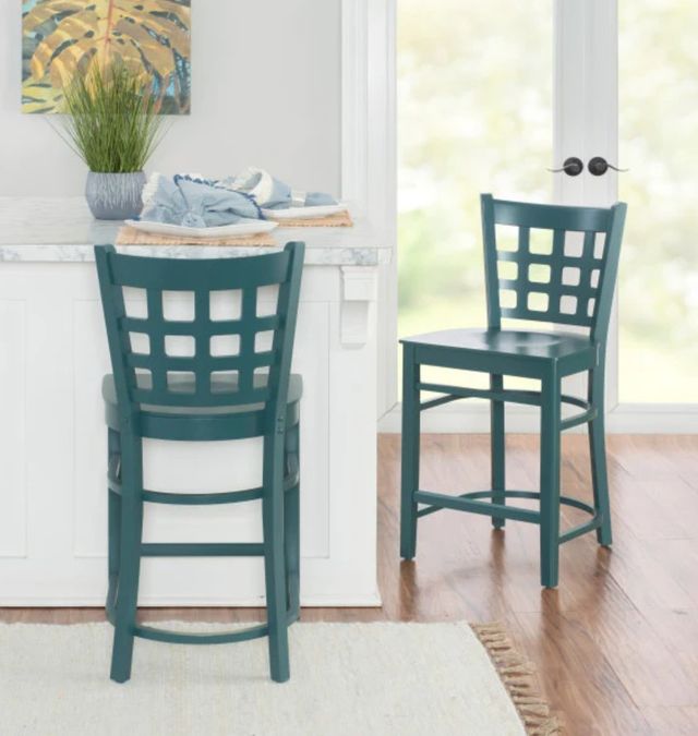 Linon Luna 2-Piece Hunter Green Counter Stool-1