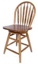 30" Solid Oak Straight Leg Barstool w/ Arrow Back & Wood Seat -0