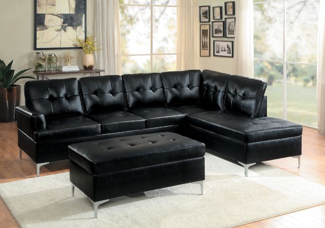 Homelegance® Barrington 3-Piece Black Right-Arm Facing Sectional and Chaise with Ottoman-1