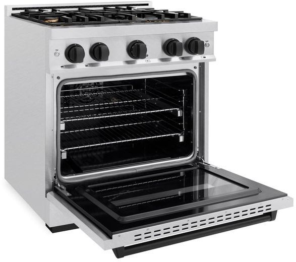 ZLINE Classic Autograph Edition 30" Stainless Steel Pro Style Gas and Matte Black Accents-3