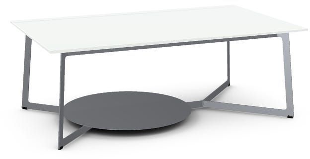 Amisco Customizable Malloy White Glass Coffee Table with Metal Base-0