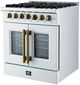 FORNO® Galiano Alta Qualita 30" White and Antique Brass Pro Style Dual Fuel Range -3