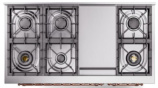 Ilve® Nostalgie II Noblesse 48'' Graphite Matte Pro Style Dual Fuel Range with Copper Trim-3