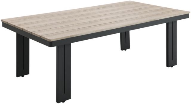 Elements International Costa Black/Tan Outdoor Metal/Wood Coffee Table-0
