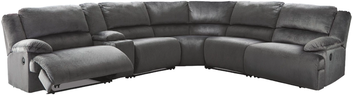 Signature Design by Ashley Clonmel 6 Piece Charcoal Reclining Sectional with Console Furniture Loft Osage City Kansas