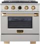 Kucht Professional KX Series 30" Stainless Steel Pro Style Dual Fuel Range with Gold Accents and Kucht Horus Thermostat-0