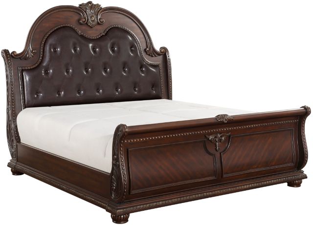 Homelegance® Cavalier Brown/Dark Cherry California King Sleigh Bed-0