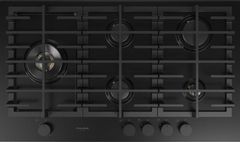 Fulgor Milano Matteo 400 Series 36" Matte Black Porcelain Gas Cooktop with Matte Brass Burners