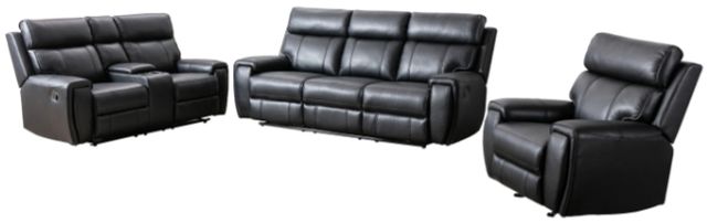 Mazin Furniture Carnegie Black Manual Reclining Loveseat with Center Console-2