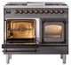 Ilve® Nostalgie II Noblesse 40'' Graphite Matte Pro Style Dual Fuel Range with Burnished Trim-3