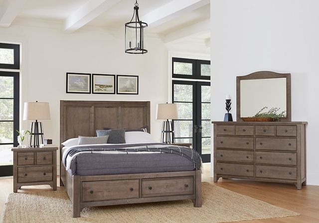 Vaughan-Bassett Cool Farmhouse Gray Queen Panel Storage Bed-1