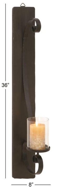 Deco Marche Black Scroll Long Pillar Wall Sconce-4