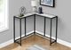 Monarch Specialties Inc. 36" White Marble Top Corner Console with Black Metal Base-1