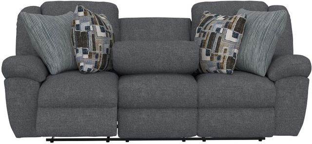 Catnapper® Trifecta Blue Mountain/Smoke Manual Reclining Sofa with Drop Down Table-1