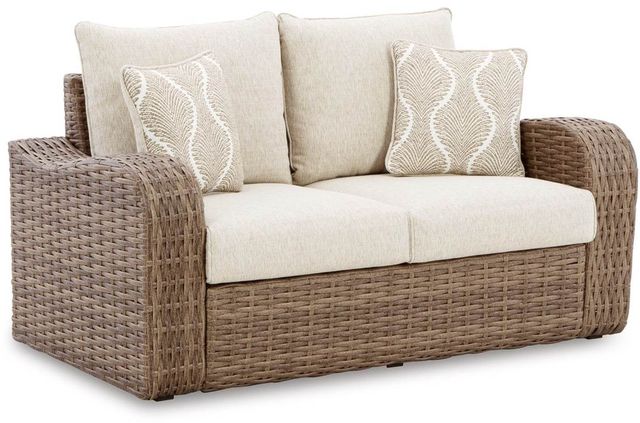 Signature Design by Ashley® Sandy Bloom Beige Outdoor Loveseat-0