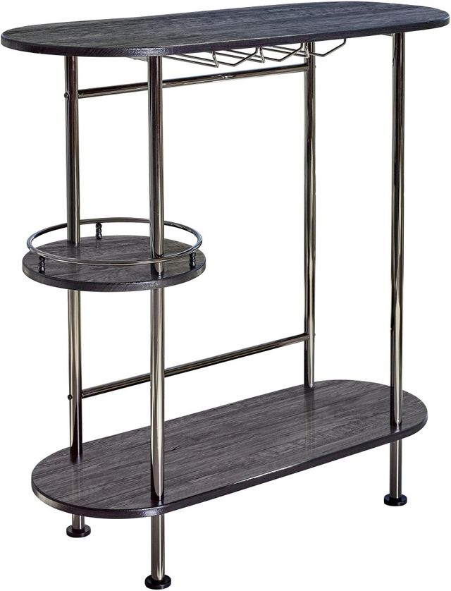 Coaster® Ferguson 3-Tier Black Nickel/Black Oak Bar Unit-0