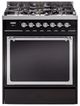 Ilve® Nostalgie II Noblesse 30'' Glossy Black Pro Style Dual Fuel Range with Chrome Trim-0