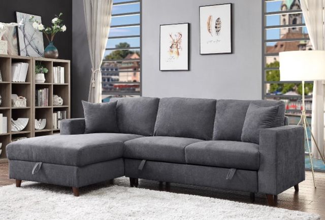 Mazin Furniture Jordan 2-Piece Dark Gray Left-Arm Facing Pullout Sleeper Sectional and Storage Chaise-4